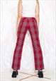 VINTAGE Y2K TOMMY HILFIGER FLARE TROUSERS IN RED PLAID