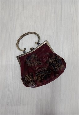 Vintage Flower Beaded Handbag with Metal Clasp 