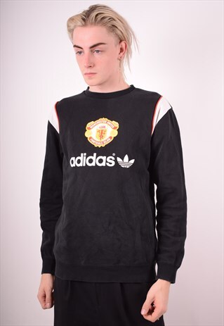 ADIDAS MENS VINTAGE SWEATSHIRT JUMPER MEDIUM BLACK 90S