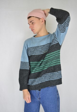 VINTAGE BLUE STRIPED 80'S SWEATSHIRT