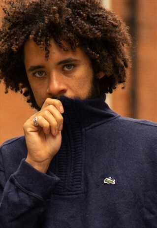 VINTAGE LACOSTE QUARTER ZIP JUMPER IN A DARK NAVY