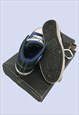 NAVY BLUE BLACK COTTON CANVAS PADDED ANKLE HIGH TOP TRAINERS