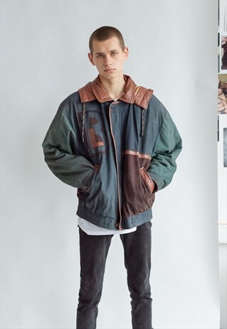 VINTAGE 80S FUNKY SUEDE MULTICOLOUR JACKET WITH POCKETS