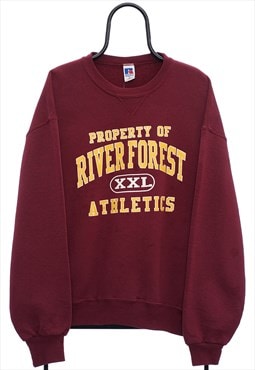 Vintage River Forest Graphic Maroon Sweatshirt Mens