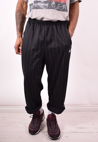 ADIDAS MENS VINTAGE TRACKSUIT TROUSERS XL BLACK STRIPES 90S