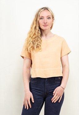 Vintage 80's Linen Blend Blouse in Orange