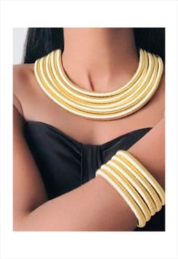 ALEXANDRIA Choker Necklace & Bracelet Set - Gold