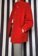 VINTAGE 80S RED WOOL JACKET OR SHORT COAT, UK14/16