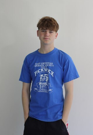 VINTAGE 1990S BLUE SCREEN STARS PRINT T-SHIRT