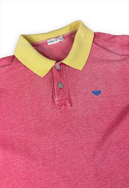 Armani Vintage 90s Pink polo shirt with yellow collar 
