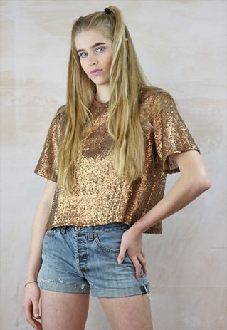 BRONZE SEQUIN BOX TOP