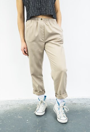 VINTAGE 1990S BEIGE HIGH-WAISTED TROUSER