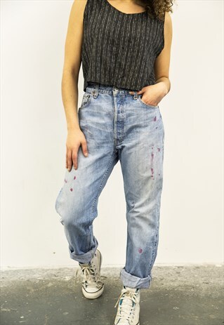 LEVI'S VINTAGE BLUE PAINT 501 MOM JEANS