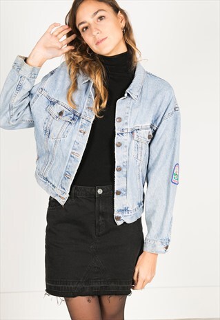 VINTAGE 80S LEVI'S PATCHED DENIM JACKET / R0945