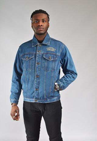 VINTAGE DARK BLUE GOLDEN CASINO DENIM JACKET