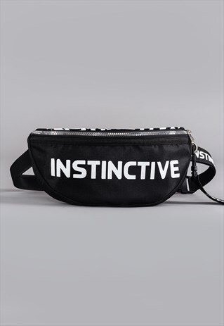 OVERSIZED FESTIVAL PRINT BUMBAG FANNY PACK IN BLACK