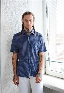 Vintage Navy/White Stripped Short Sleeves Shirt