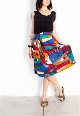 Women's Colorful Geometric Fishes Skirt