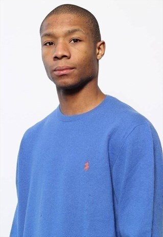 VINTAGE RALPH LAUREN LOGO JUMPER BLUE