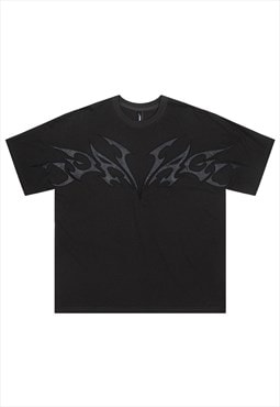 Graffiti patch t-shirt cyberpunk top grunge raver tee black