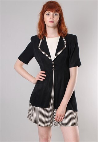 VINTAGE 80S STRIPED LAYERED FITTED PLAYSUIT