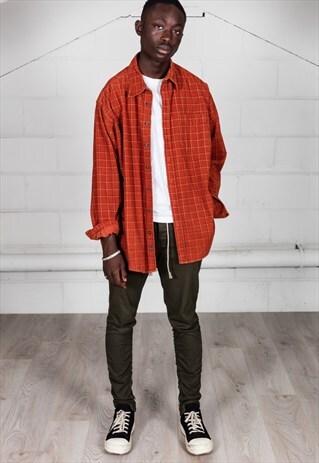 VINTAGE ORANGE CHECKED CORDUROY SHIRT