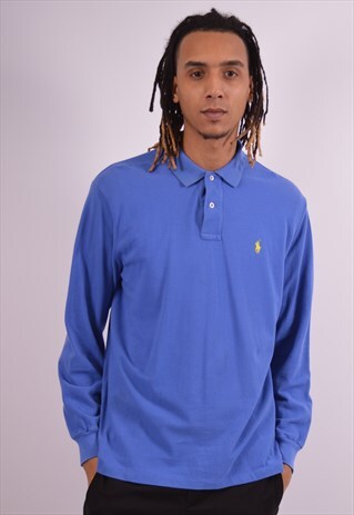 POLO RALPH LAUREN MENS VINTAGE POLO SHIRT LONG SLEEVE MEDIUM