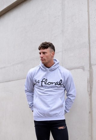 LARGE GRAPHIC PULLOVER HOODY - HEATHER GREY/BLACK