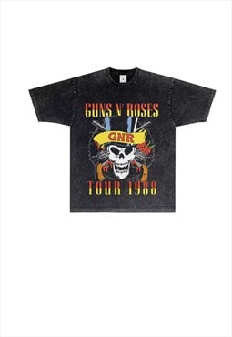 Black Washed Guns N' Roses Graphic Cotton fans T shirt tee