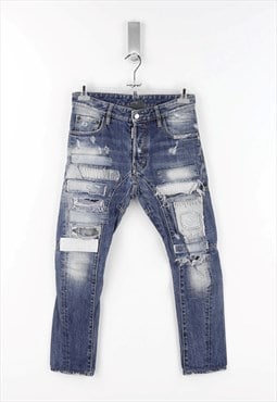 DSquared Ripped Drop Crotch Jeans in Dark Denim - 44