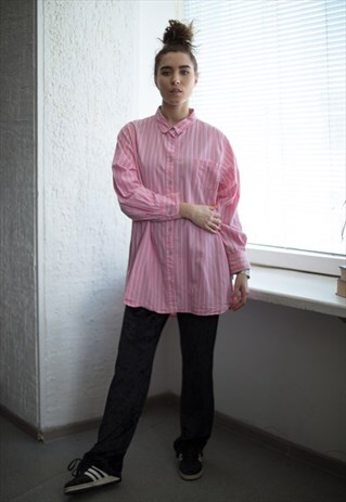 VINTAGE 90'S LIGHT PINK STRIPED SHIRT