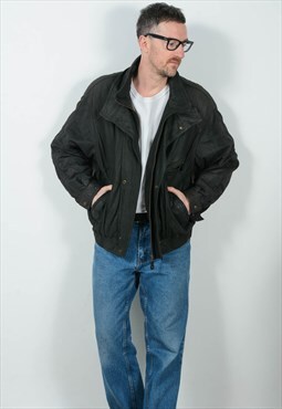 Vintage Soft Leather Jacket Bomber Black Unisex Size XL