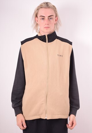 REEBOK MENS VINTAGE FLEECE GILET LARGE BROWN 90S