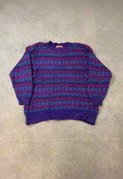 Vintage Knitted Jumper Abstract Patterned Knit Sweater