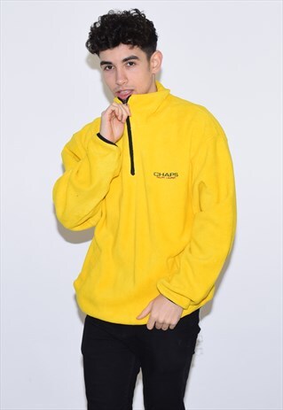 VINTAGE 90S YELLOW CHAPS RALPH LAUREN FLEECE