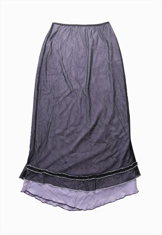 Y2K 00s vintage purple maxi skirt with mesh overlay