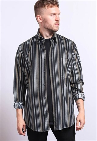 VINTAGE CORDUROY CORD STRIPED SHIRT