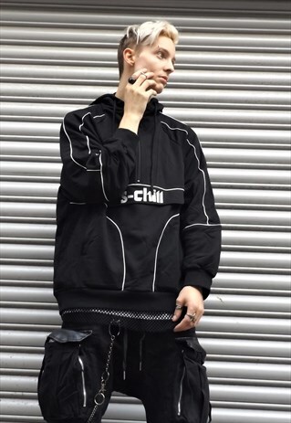 LOOSE FIT OVERSIZE MULTI CARGO POCKET ZIP UP HOODIE TOP