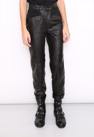 VINTAGE 90S BLACK LEATHER TROUSERS