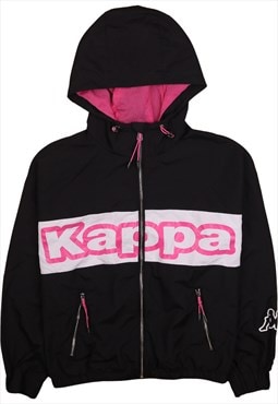 Vintage 90's Kappa Windbreaker Spellout Full Zip Up Black