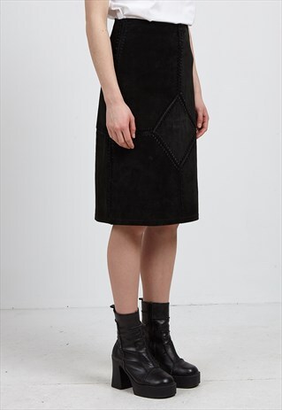 VINTAGE BLACK SAINT TROPEZ LEATHER MINI SKIRT