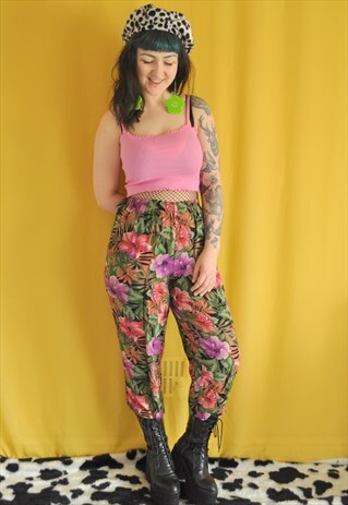 VINTAGE 1980S FLORAL CROPPED TROUSERS