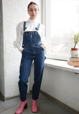 Vintage Denim Overalls In Blue Dungarees Jumpsuit