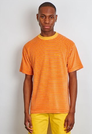 VINTAGE LEVI'S TOWELING ORANGE AND YELLOW STRIPE T-SHIRT