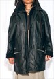 VINTAGE 80S OVERSIZED LEATHER COAT IN BLACK