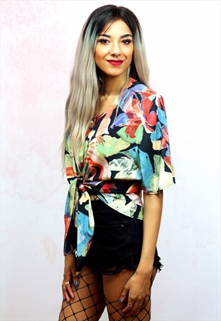 1990S VINTAGE SILKY FLORAL OVERSIZED SHIRT