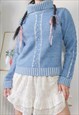 VINTAGE Y2K GORPCORE BLUE ROPE JUMPER