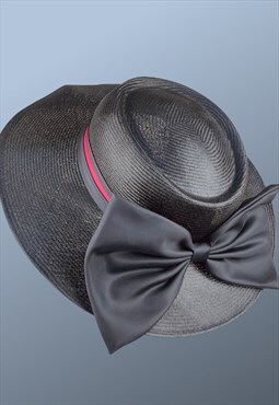 Vintage Black Boater Occasion Ascot Hat