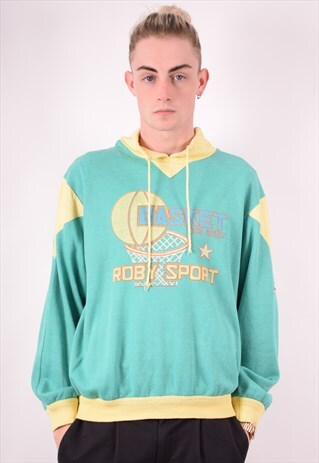 MENS VINTAGE SWEATSHIRT JUMPER MEDIUM GREEN 90S