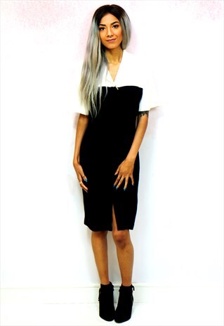 1990S VINTAGE MONOCHROME MIDI DRESS